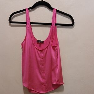 7 For All Mankind Pink Fitted Buttoned Tank Top